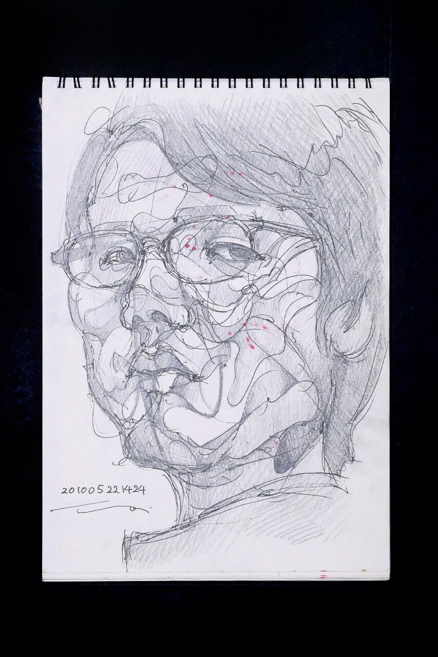 Contemporary artist SHINTAKU Tomoni's 2010/5/22 Self-portrait or pencil drawing