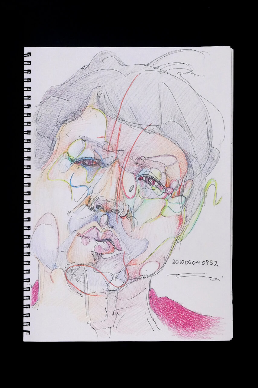 Contemporary artist SHINTAKU Tomoni's 2010/6/4 Self-portrait or pencil drawing