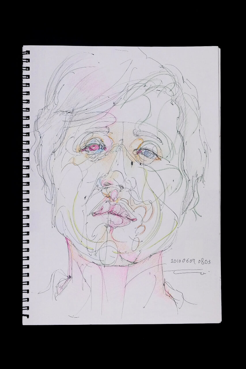 Contemporary artist SHINTAKU Tomoni's 2010/6/7 Self-portrait or pencil drawing