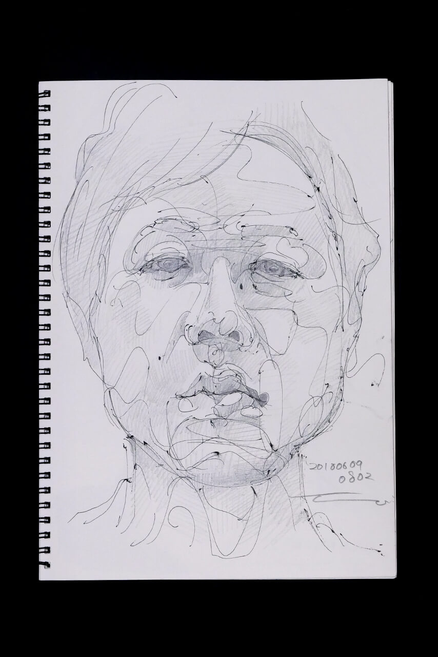 Contemporary artist SHINTAKU Tomoni's 2010/6/9 Self-portrait or pencil drawing