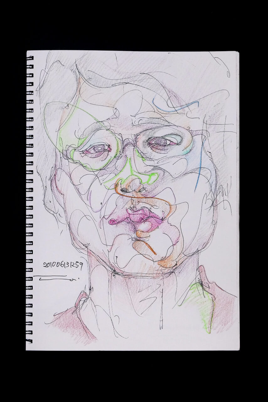 Contemporary artist SHINTAKU Tomoni's 2010/6/13 Self-portrait or pencil drawing