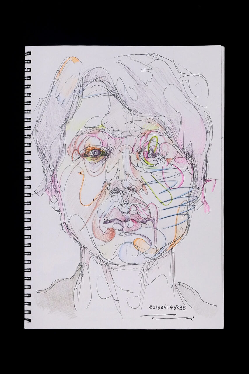 Contemporary artist SHINTAKU Tomoni's 2010/6/14 Self-portrait or pencil drawing