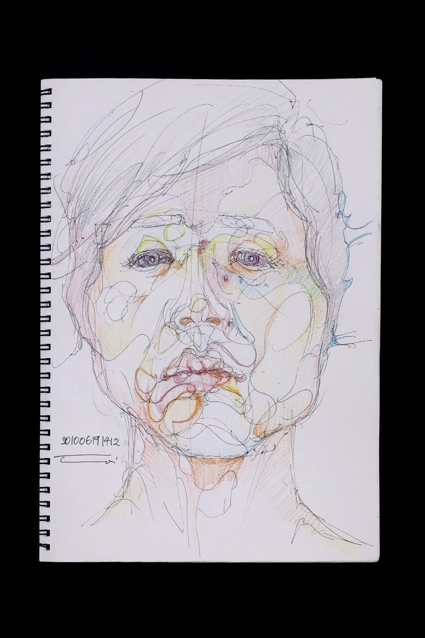 Contemporary artist SHINTAKU Tomoni's 2010/6/19 Self-portrait or pencil drawing