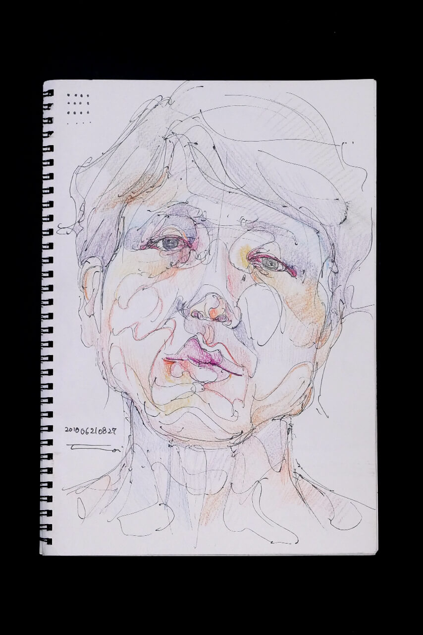 Contemporary artist SHINTAKU Tomoni's 2010/6/21 Self-portrait or pencil drawing