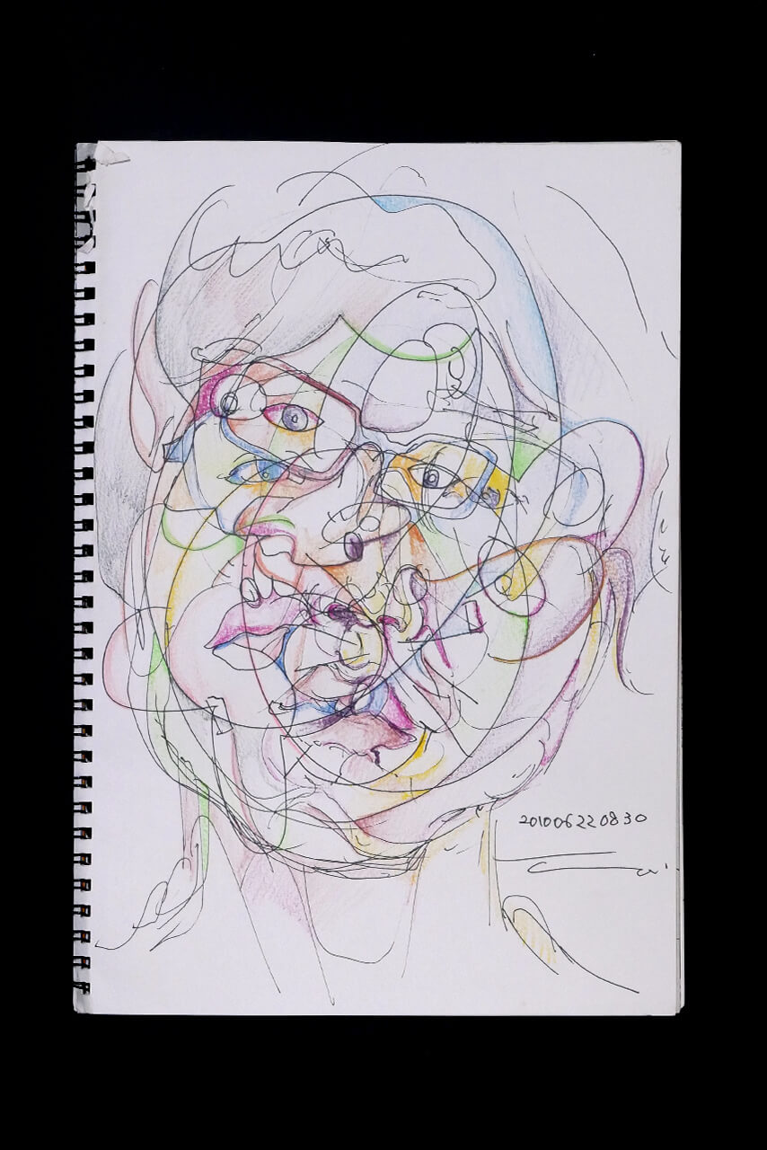 Contemporary artist SHINTAKU Tomoni's 2010/6/22 Self-portrait or pencil drawing