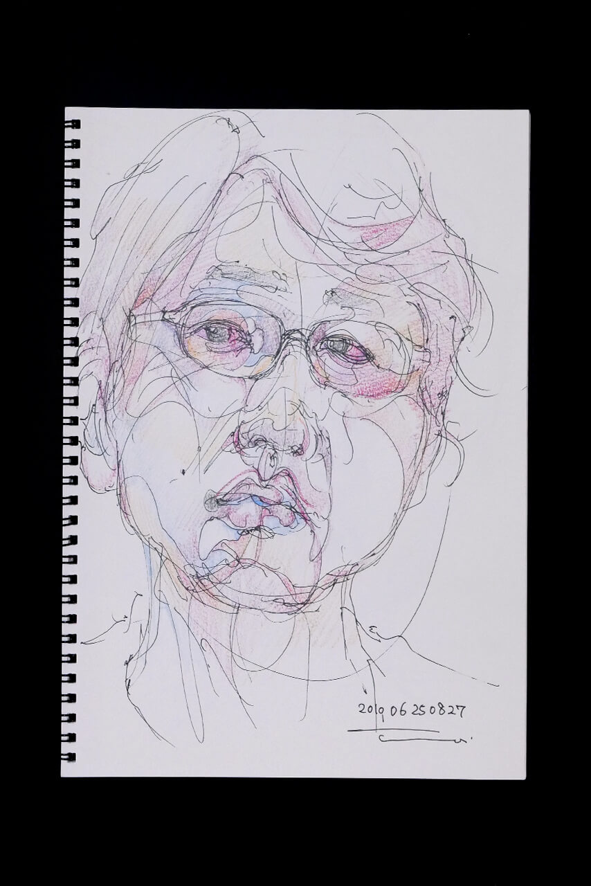 Contemporary artist SHINTAKU Tomoni's 2010/6/25 Self-portrait or pencil drawing