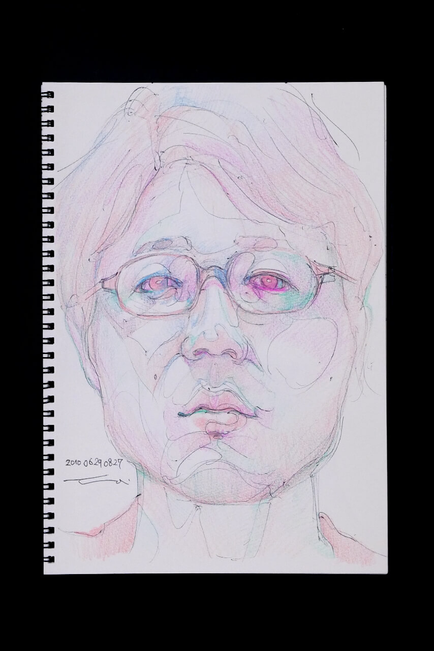 Contemporary artist SHINTAKU Tomoni's 2010/6/29 Self-portrait or pencil drawing