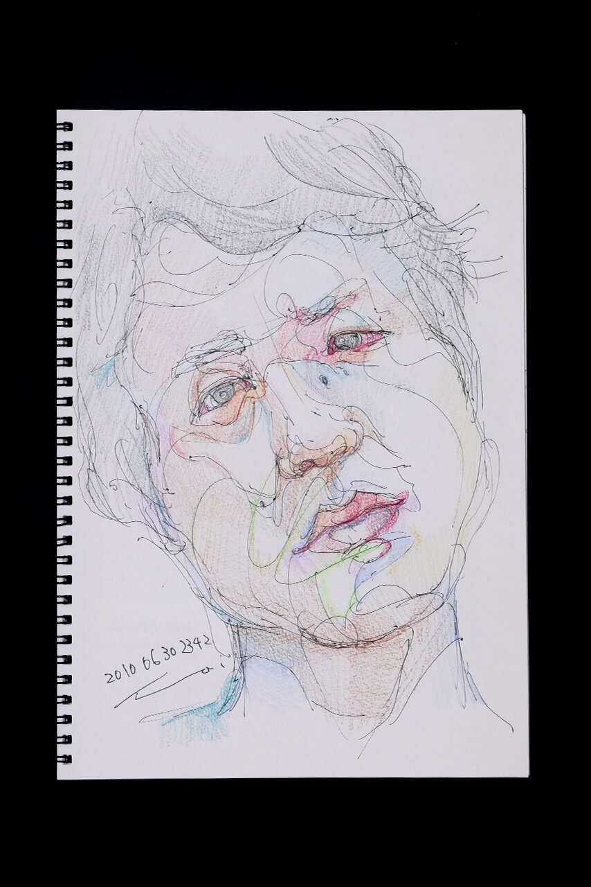 Contemporary artist SHINTAKU Tomoni's 2010/6/30 Self-portrait or pencil drawing