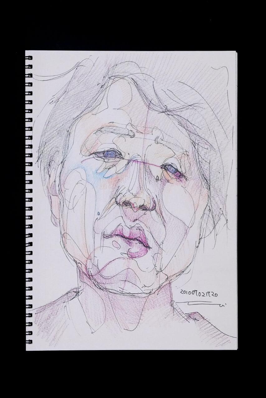 Contemporary artist SHINTAKU Tomoni's 2010/7/2 Self-portrait or pencil drawing