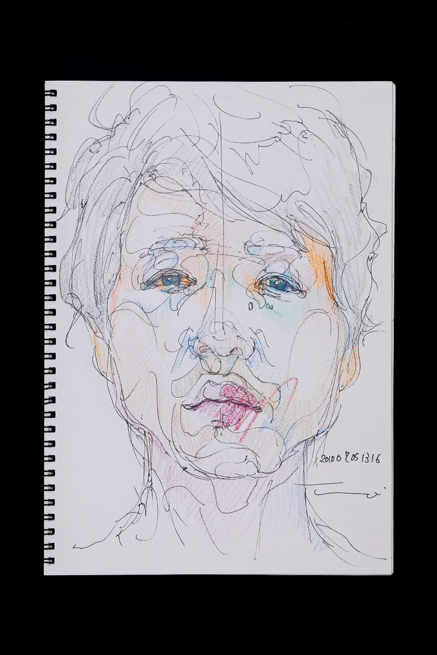 Contemporary artist SHINTAKU Tomoni's 2010/7/5 Self-portrait or pencil drawing