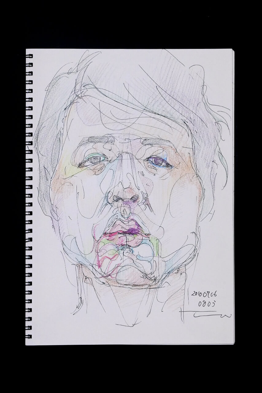 Contemporary artist SHINTAKU Tomoni's 2010/7/6 Self-portrait or pencil drawing