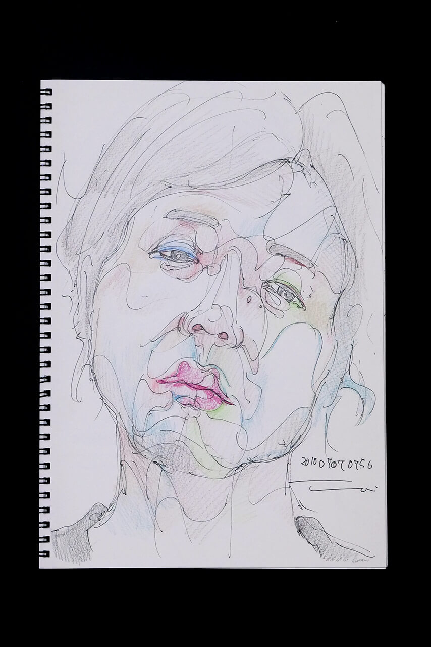 Contemporary artist SHINTAKU Tomoni's 2010/7/7 Self-portrait or pencil drawing