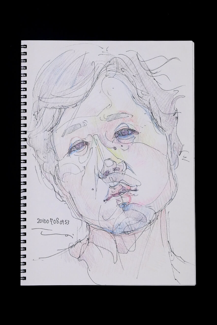 Contemporary artist SHINTAKU Tomoni's 2010/7/8 Self-portrait or pencil drawing
