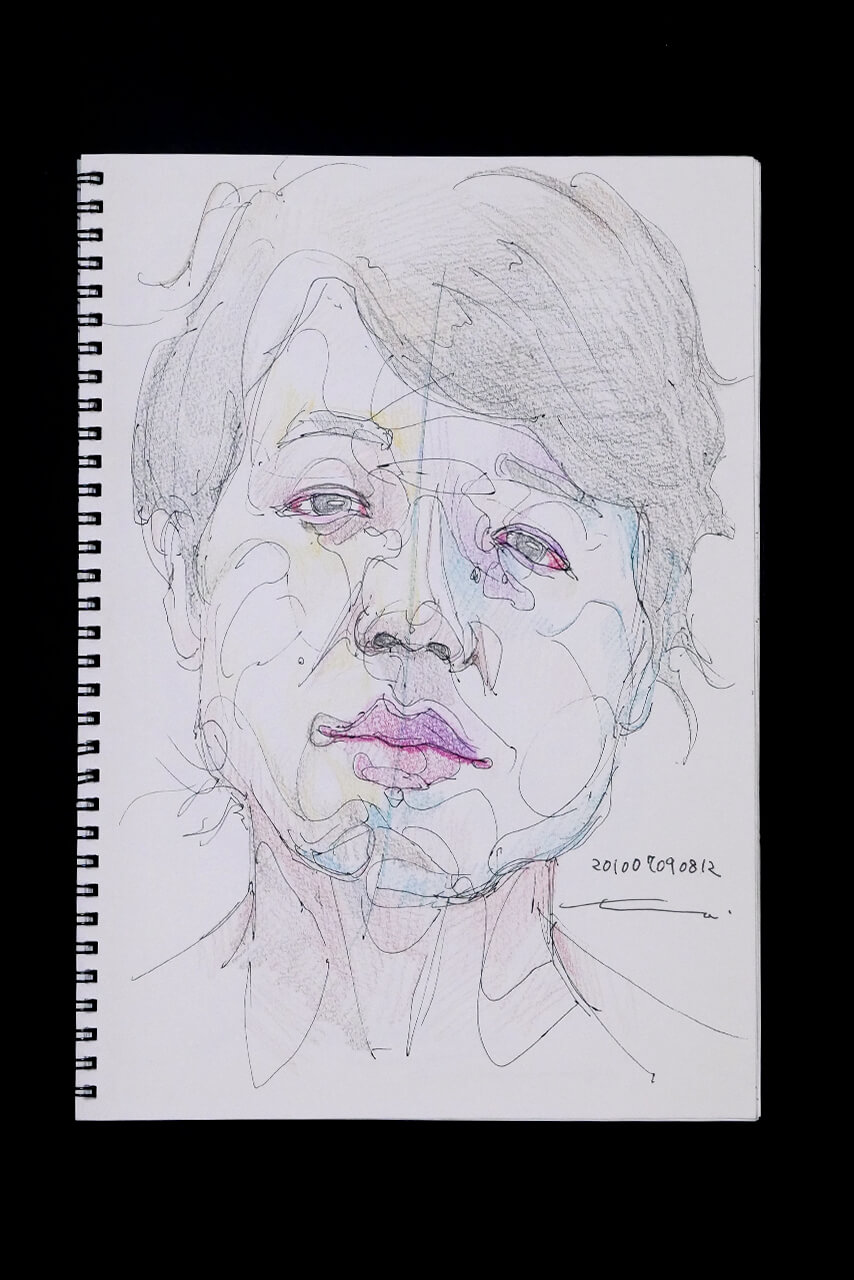 Contemporary artist SHINTAKU Tomoni's 2010/7/9 Self-portrait or pencil drawing