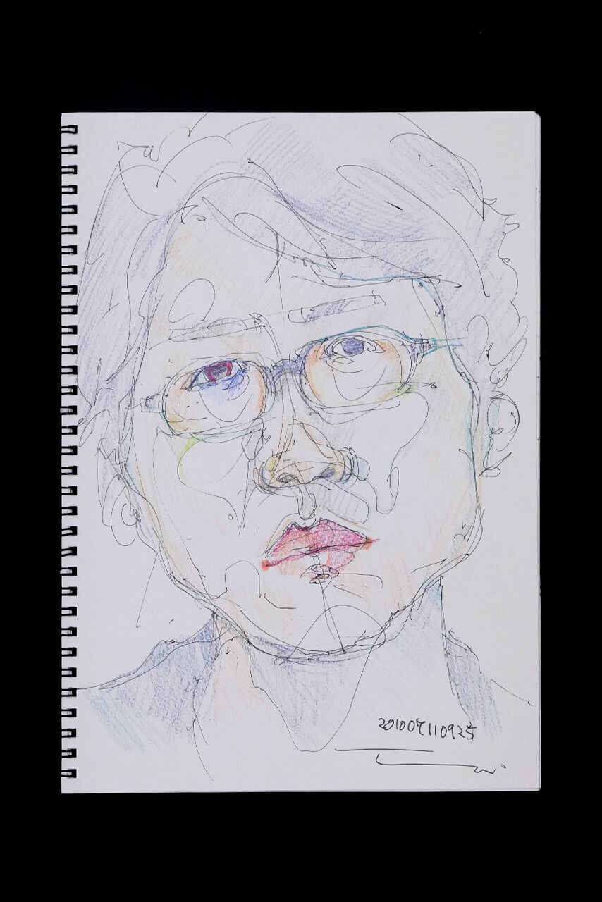 Contemporary artist SHINTAKU Tomoni's 2010/7/11 Self-portrait or pencil drawing