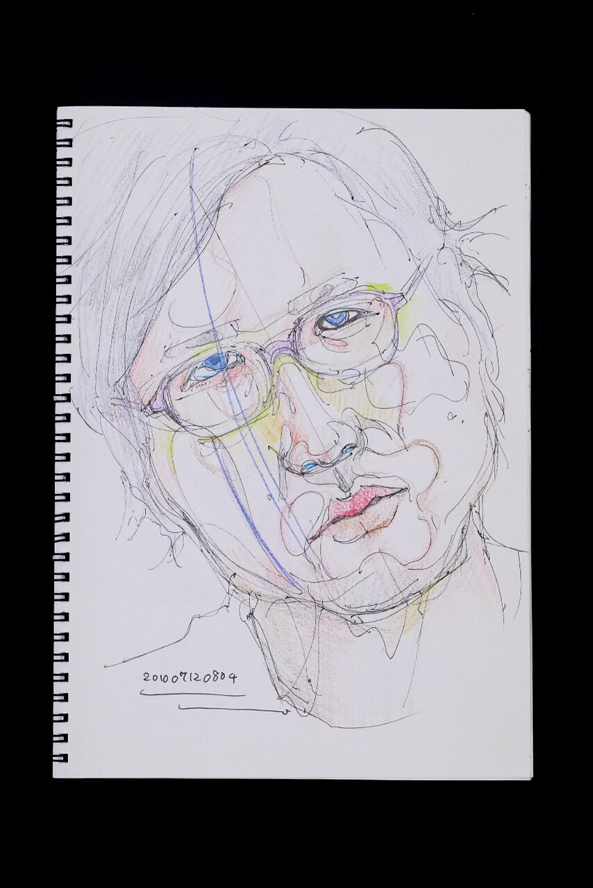 Contemporary artist SHINTAKU Tomoni's 2010/7/12 Self-portrait or pencil drawing
