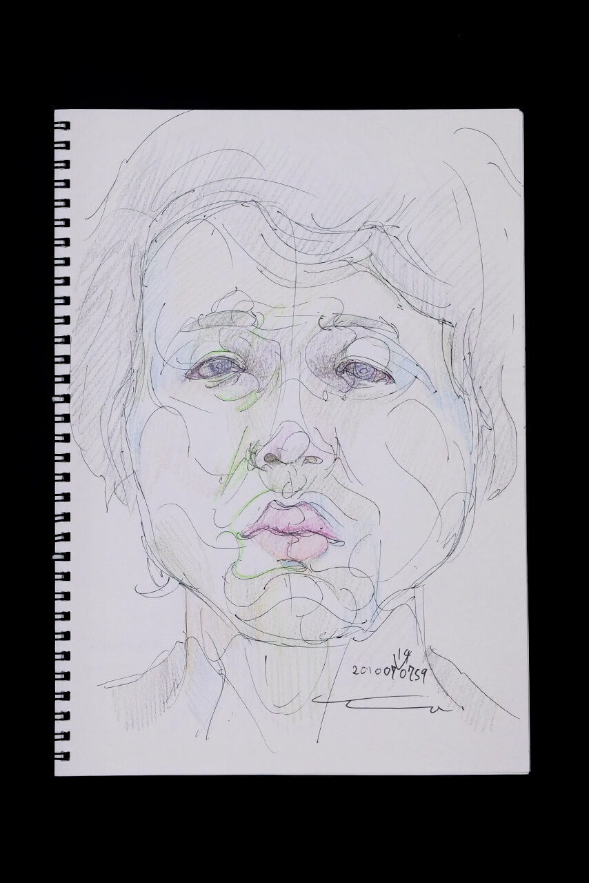Contemporary artist SHINTAKU Tomoni's 2010/7/14 Self-portrait or pencil drawing