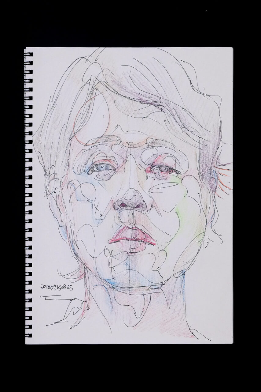 Contemporary artist SHINTAKU Tomoni's 2010/7/15 Self-portrait or pencil drawing