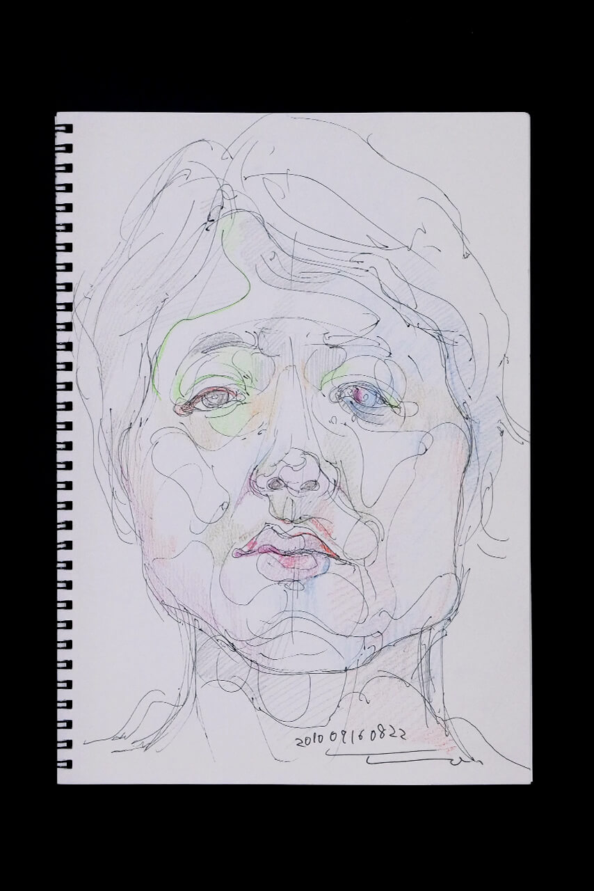 Contemporary artist SHINTAKU Tomoni's 2010/7/16 Self-portrait or pencil drawing