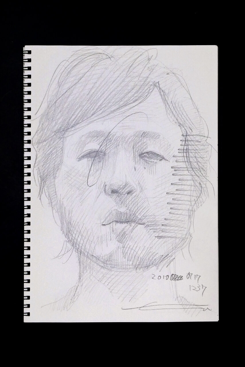 Contemporary artist SHINTAKU Tomoni's 2010/7/17 Self-portrait or pencil drawing