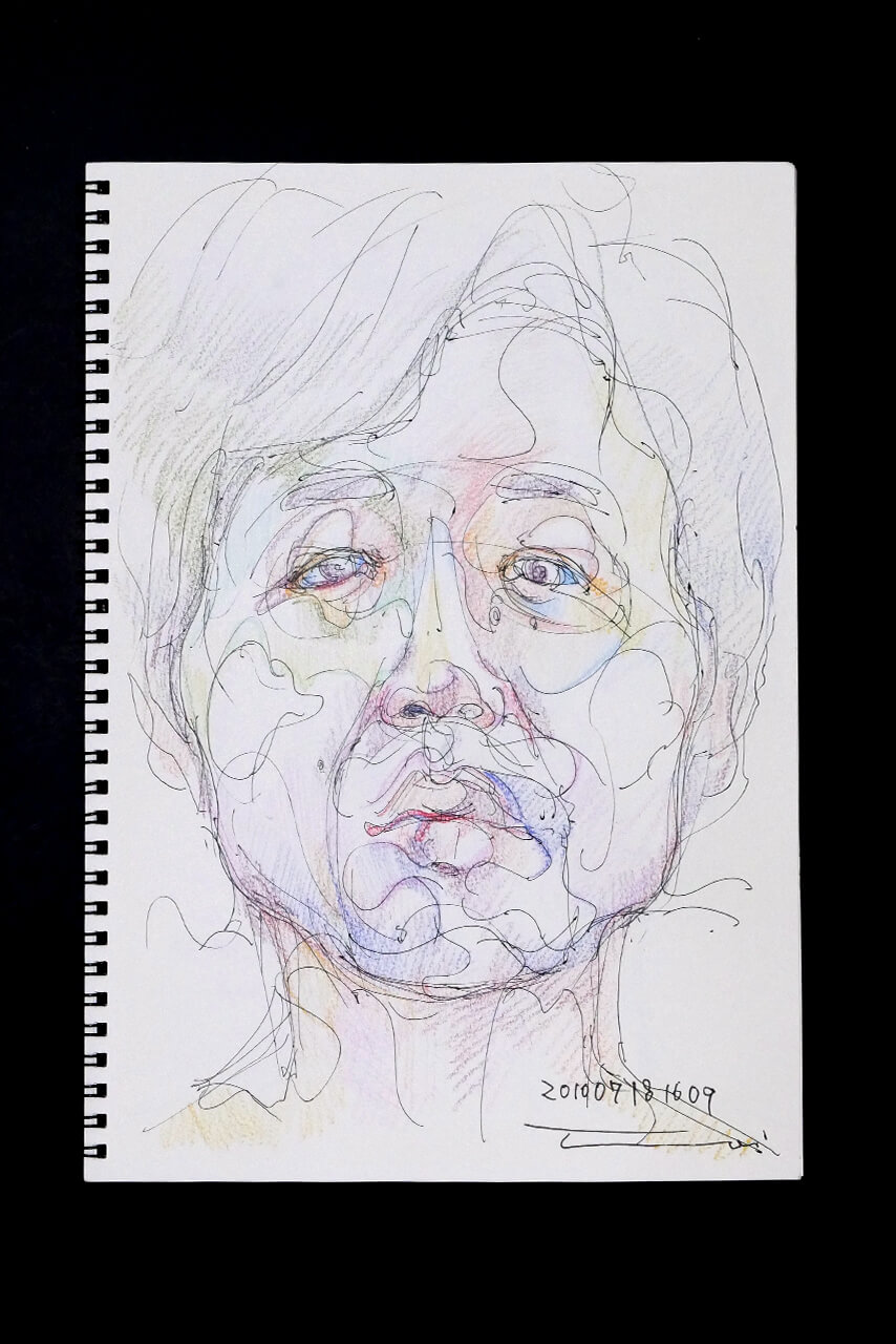 Contemporary artist SHINTAKU Tomoni's 2010/7/18 Self-portrait or pencil drawing