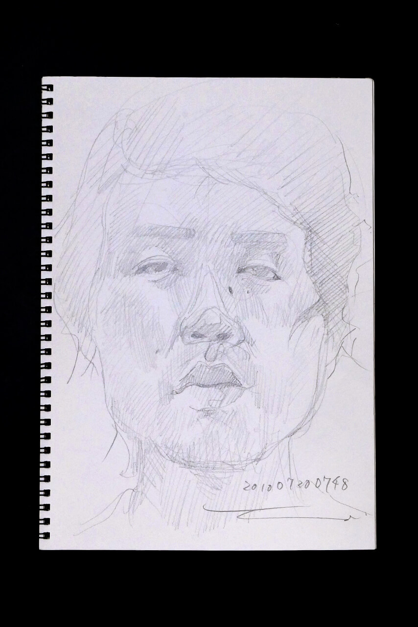 Contemporary artist SHINTAKU Tomoni's 2010/7/20 Self-portrait or pencil drawing