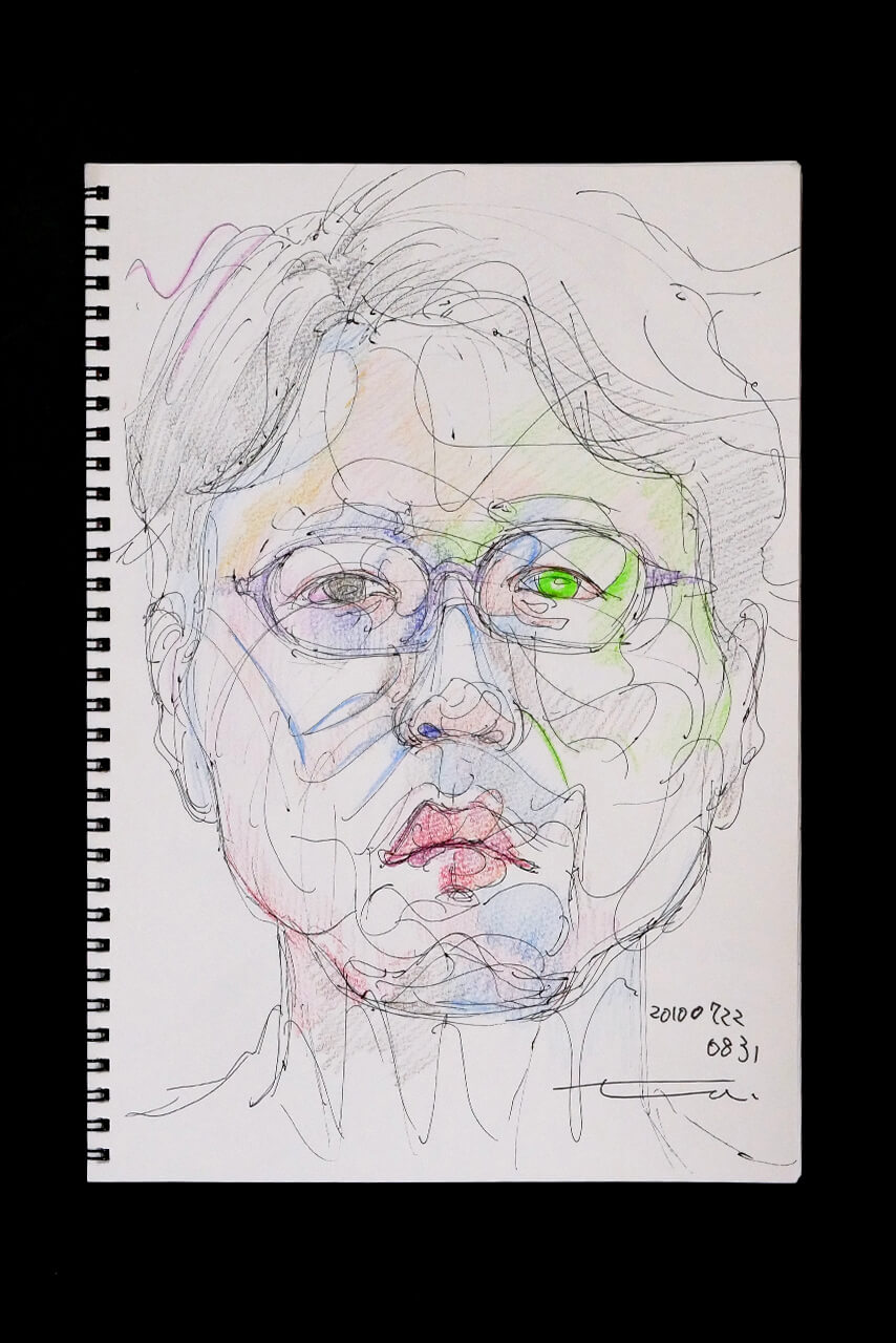Contemporary artist SHINTAKU Tomoni's 2010/7/22 Self-portrait or pencil drawing