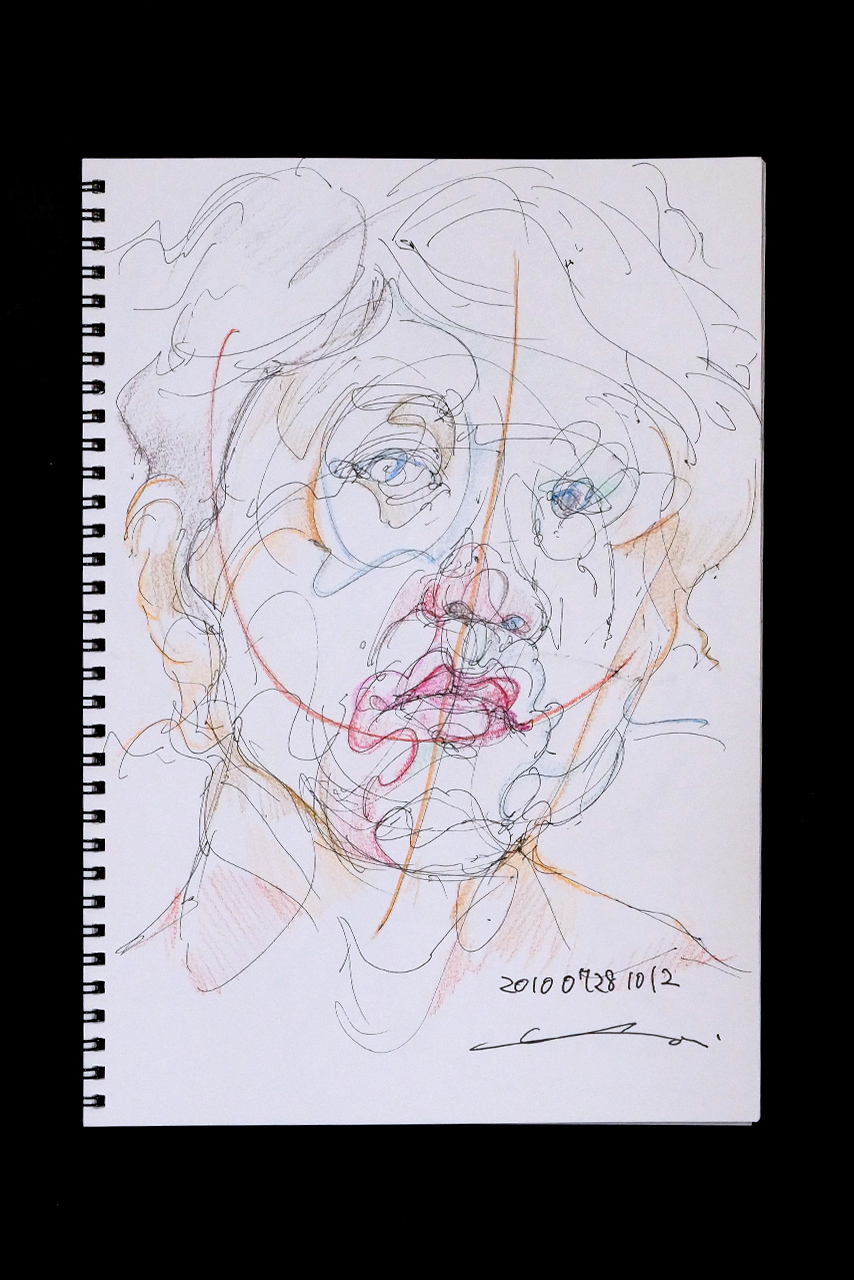Contemporary artist SHINTAKU Tomoni's 2010/7/25 Self-portrait or pencil drawing