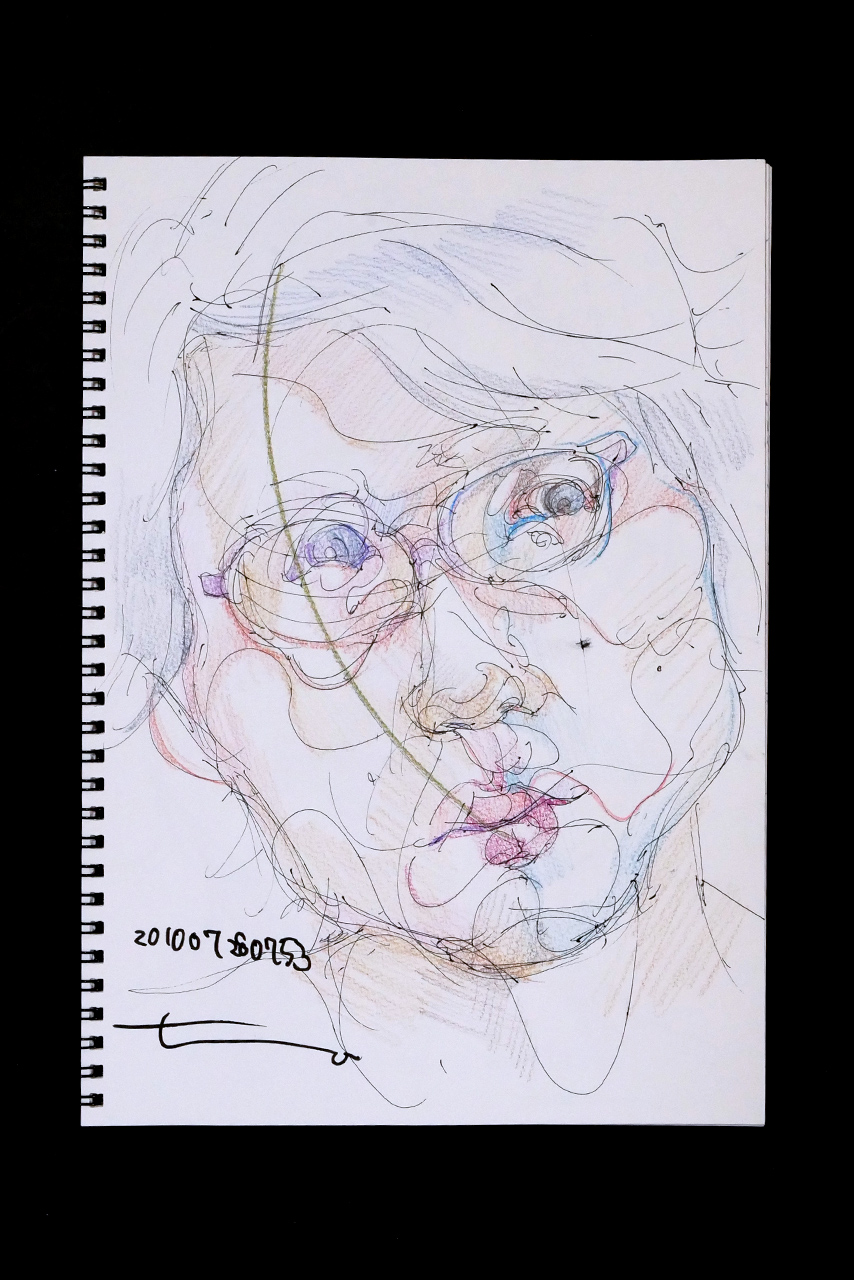 Contemporary artist SHINTAKU Tomoni's 2010/7/28 Self-portrait or pencil drawing