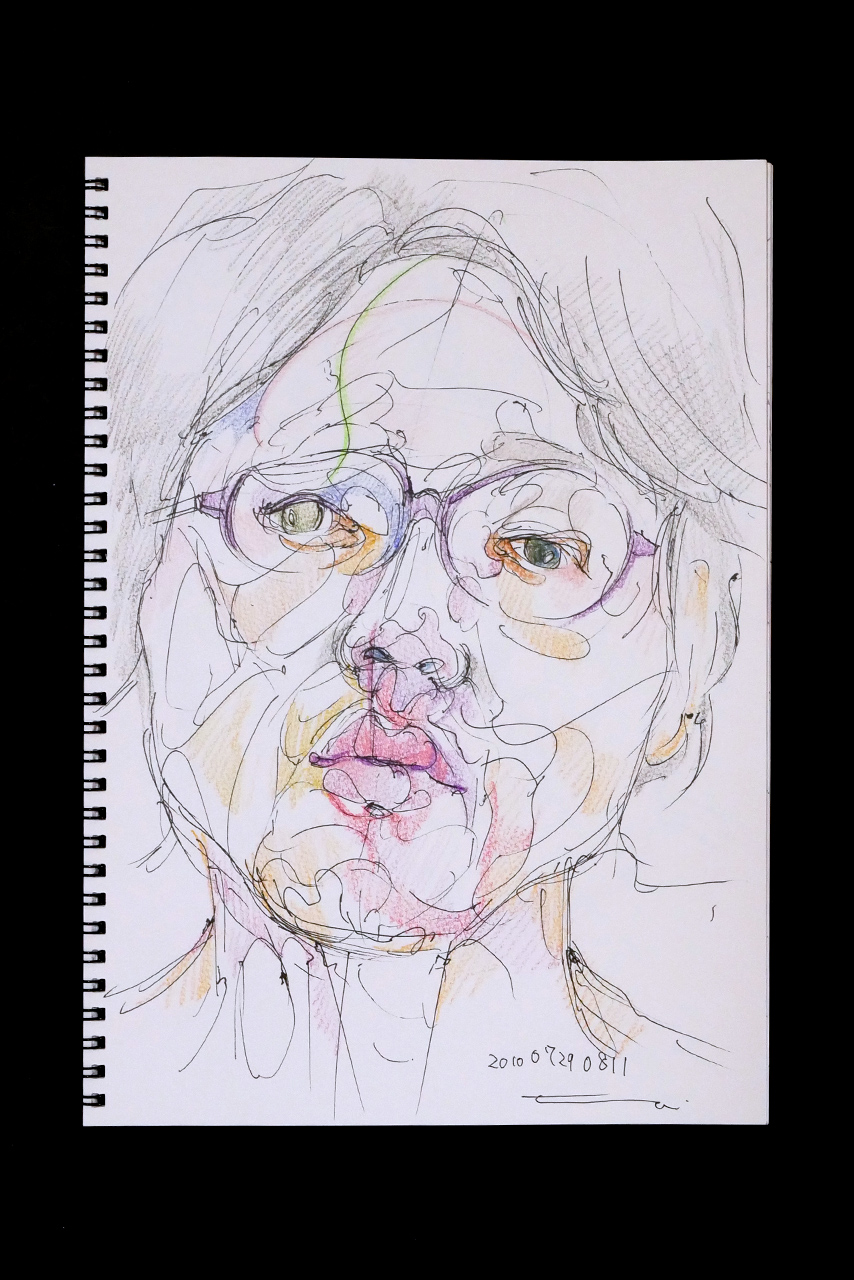Contemporary artist SHINTAKU Tomoni's 2010/7/29 Self-portrait or pencil drawing