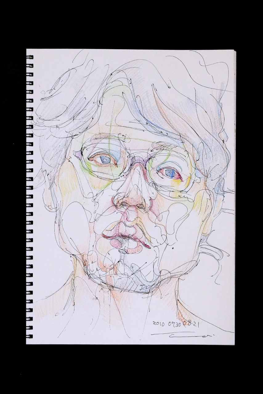 Contemporary artist SHINTAKU Tomoni's 2010/7/30 Self-portrait or pencil drawing