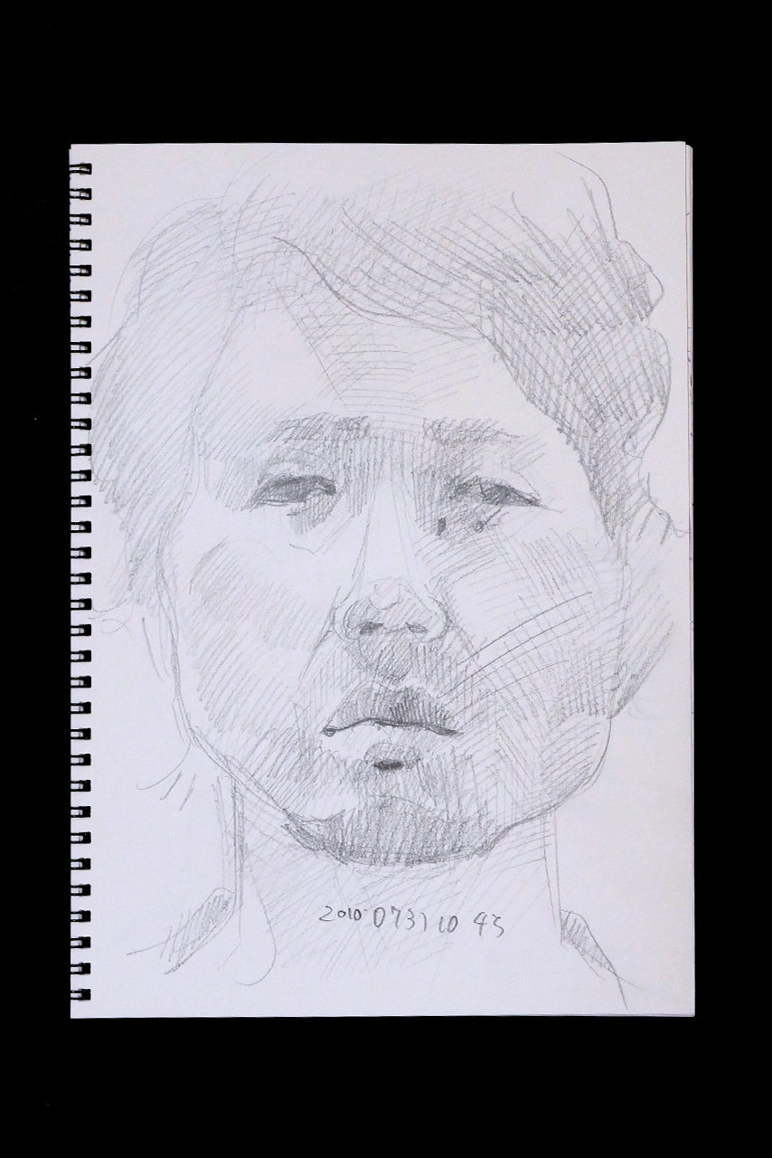 Contemporary artist SHINTAKU Tomoni's 2010/7/31 Self-portrait or pencil drawing