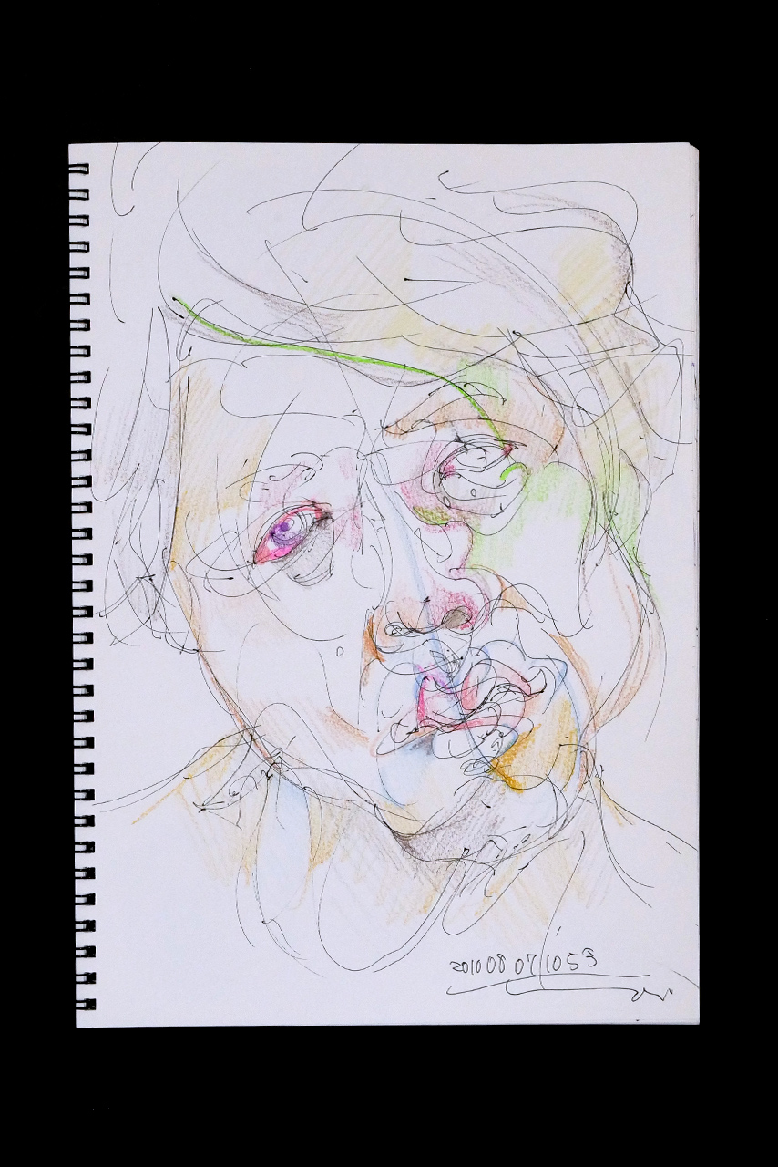 Contemporary artist SHINTAKU Tomoni's 2010/8/7 Self-portrait or pencil drawing