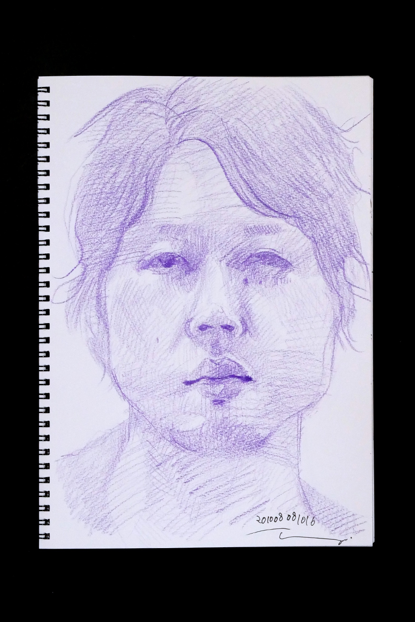 Contemporary artist SHINTAKU Tomoni's 2010/8/8 Self-portrait or pencil drawing