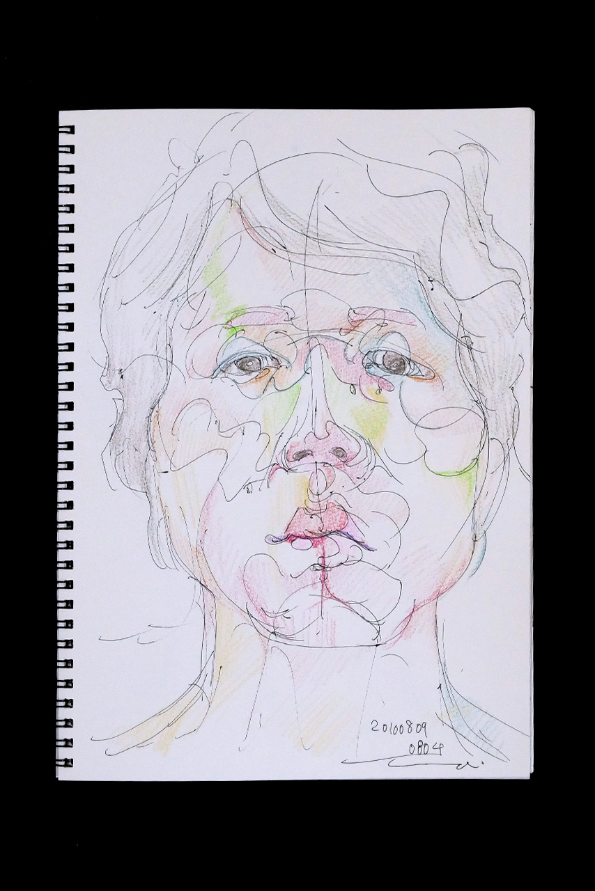 Contemporary artist SHINTAKU Tomoni's 2010/8/9 Self-portrait or pencil drawing