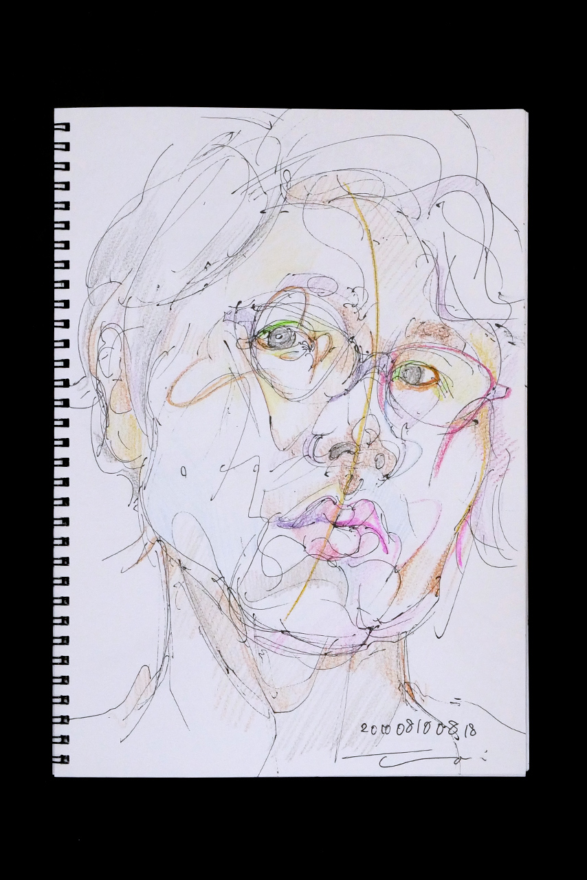 Contemporary artist SHINTAKU Tomoni's 2010/8/10 Self-portrait or pencil drawing