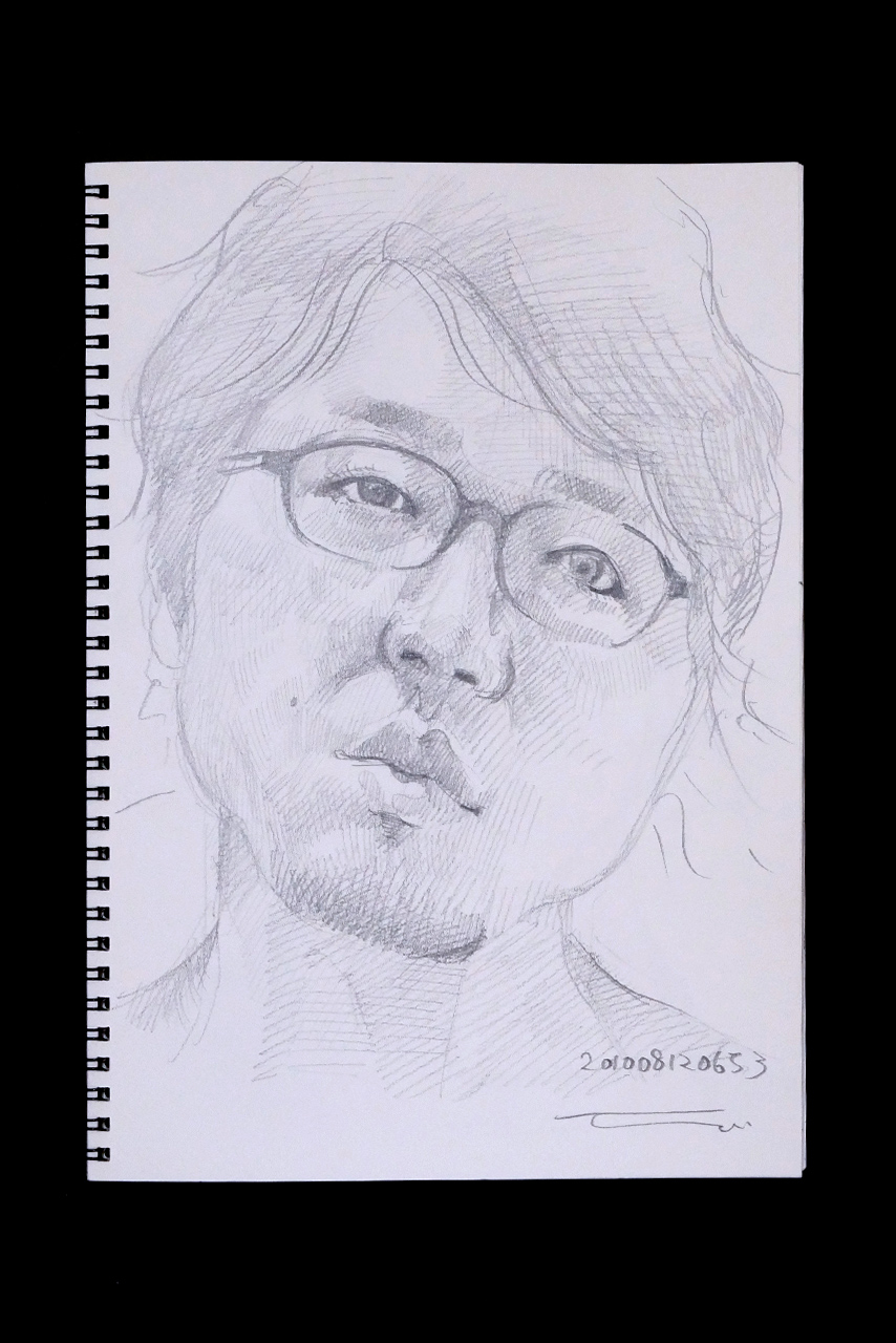 Contemporary artist SHINTAKU Tomoni's 2010/8/12 Self-portrait or pencil drawing