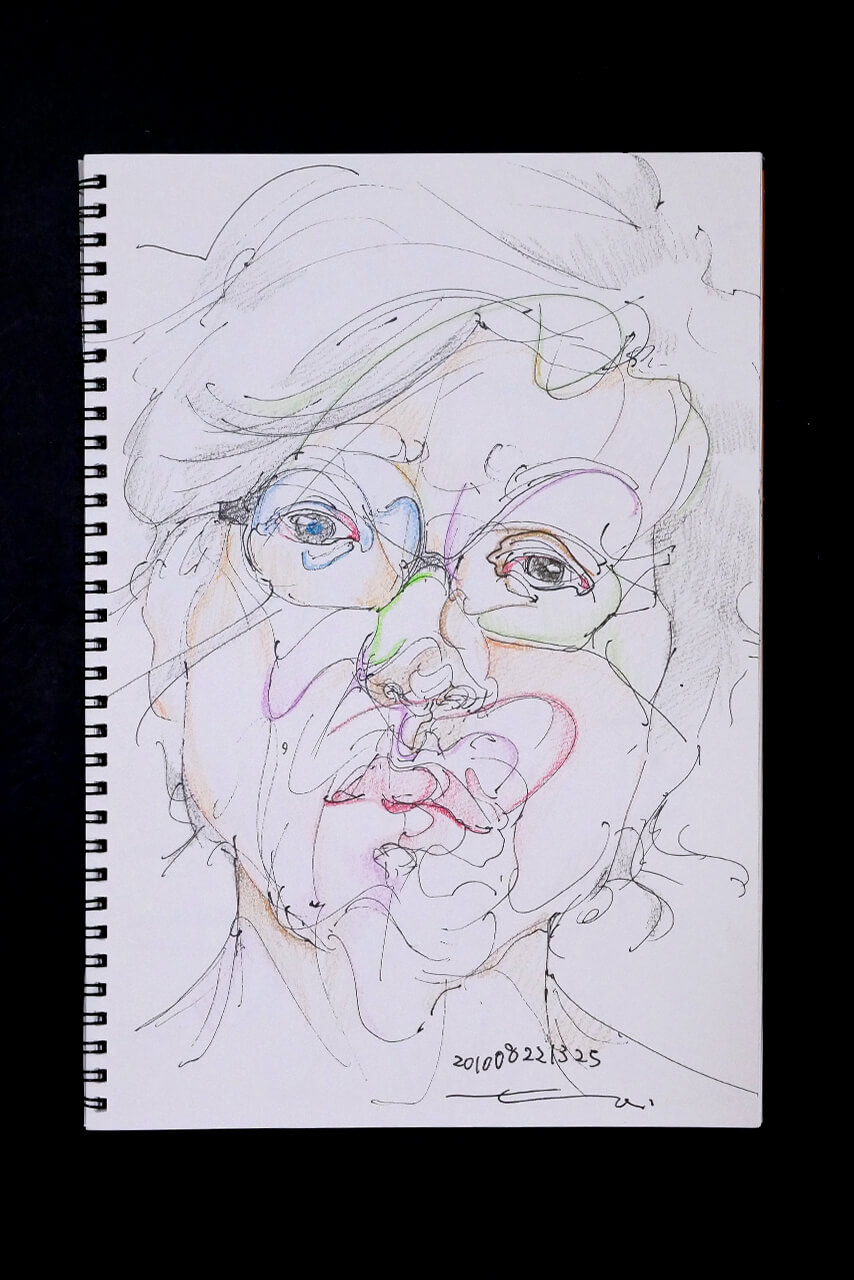 Contemporary artist SHINTAKU Tomoni's 2010/8/22 Self-portrait or pencil drawing