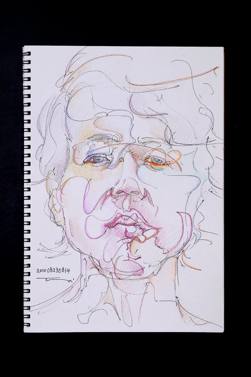 Contemporary artist SHINTAKU Tomoni's 2010/8/23 Self-portrait or pencil drawing