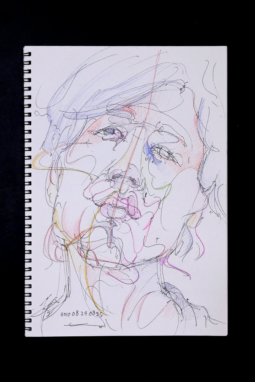 Contemporary artist SHINTAKU Tomoni's 2010/8/24 Self-portrait or pencil drawing