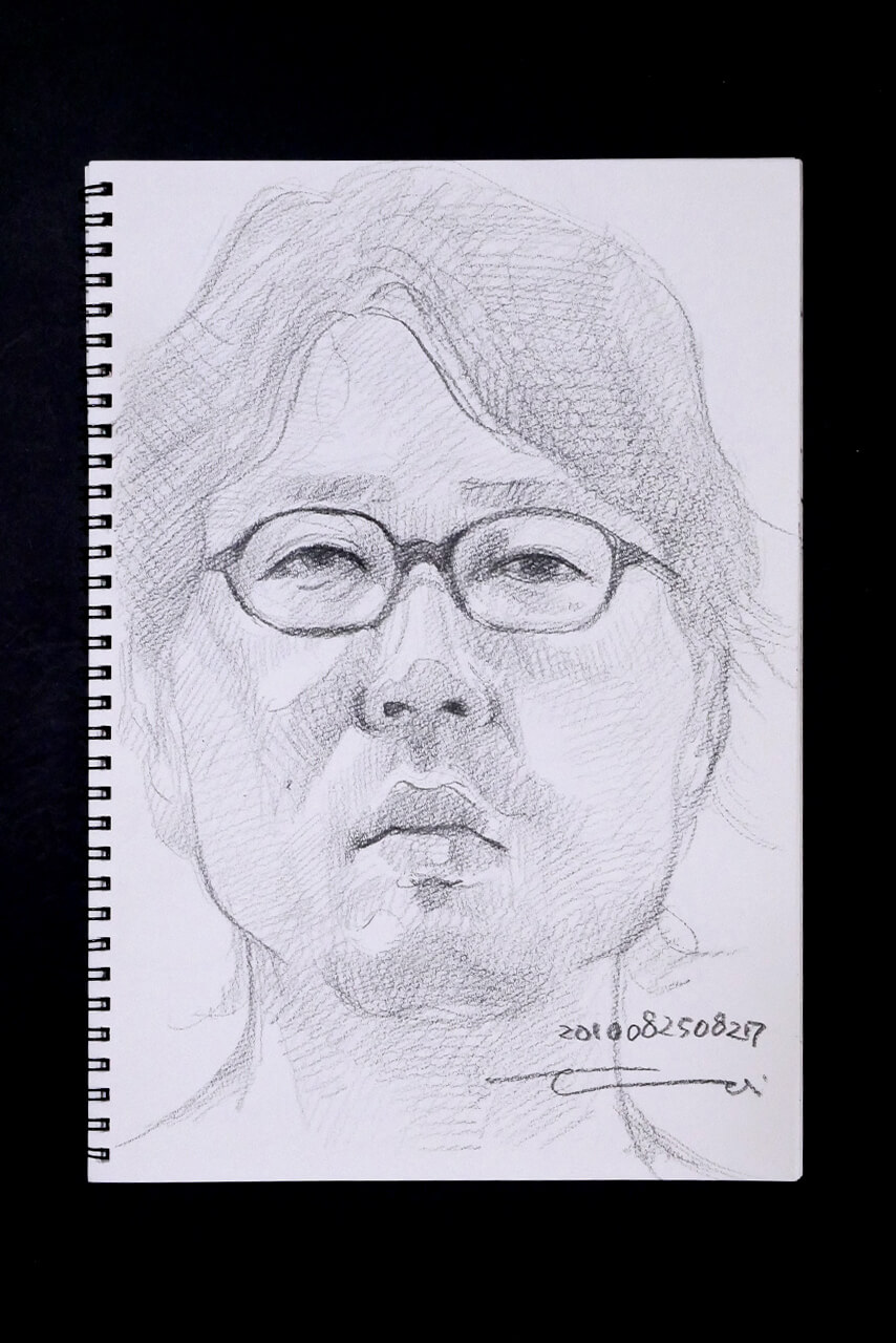 Contemporary artist SHINTAKU Tomoni's 2010/8/25 Self-portrait or pencil drawing