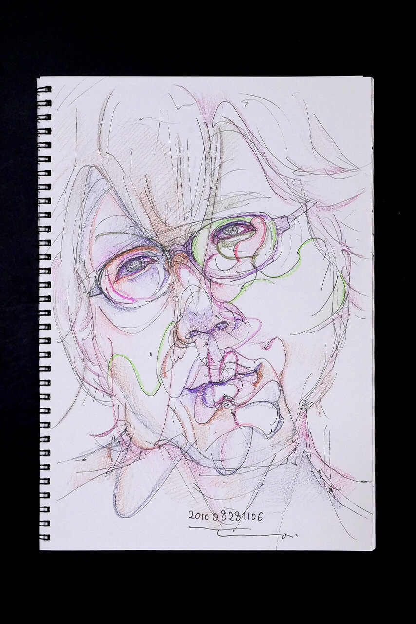 Contemporary artist SHINTAKU Tomoni's 2010/8/28 Self-portrait or pencil drawing