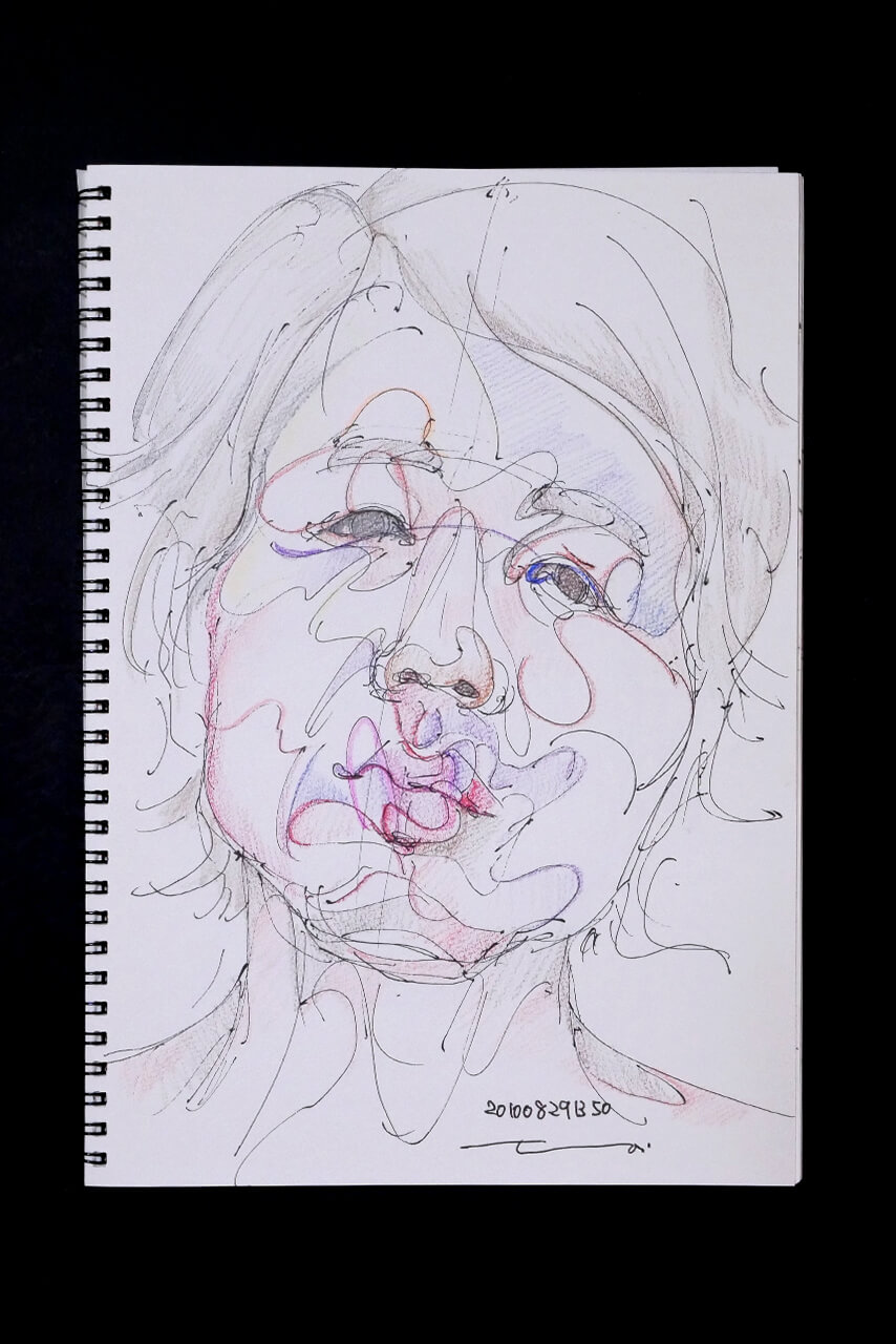 Contemporary artist SHINTAKU Tomoni's 2010/8/29 Self-portrait or pencil drawing