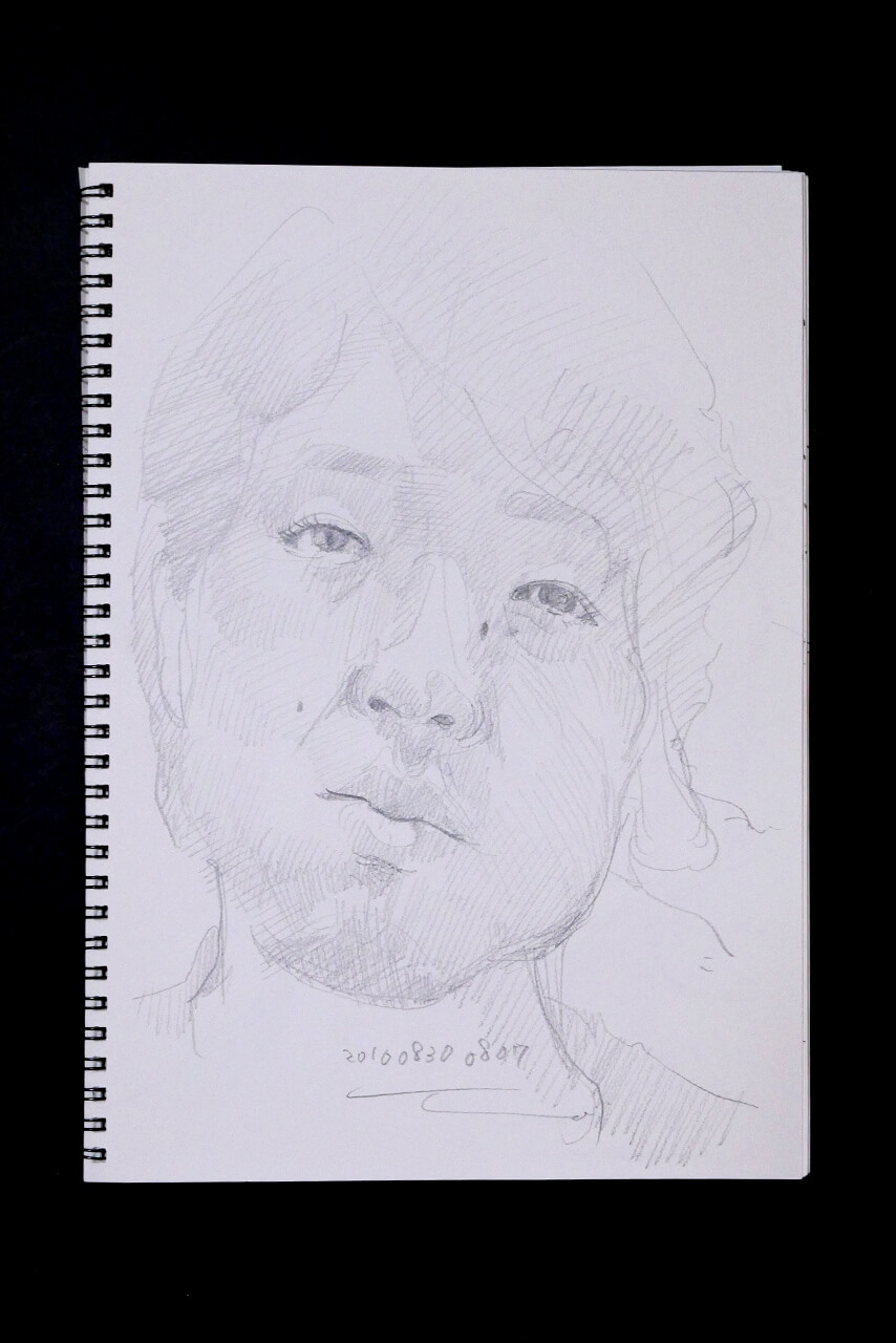 Contemporary artist SHINTAKU Tomoni's 2010/8/30 Self-portrait or pencil drawing