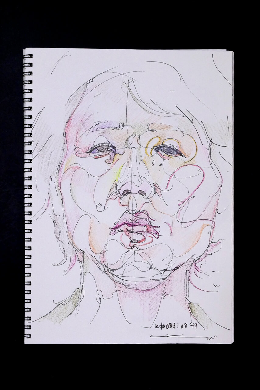 Contemporary artist SHINTAKU Tomoni's 2010/8/31 Self-portrait or pencil drawing