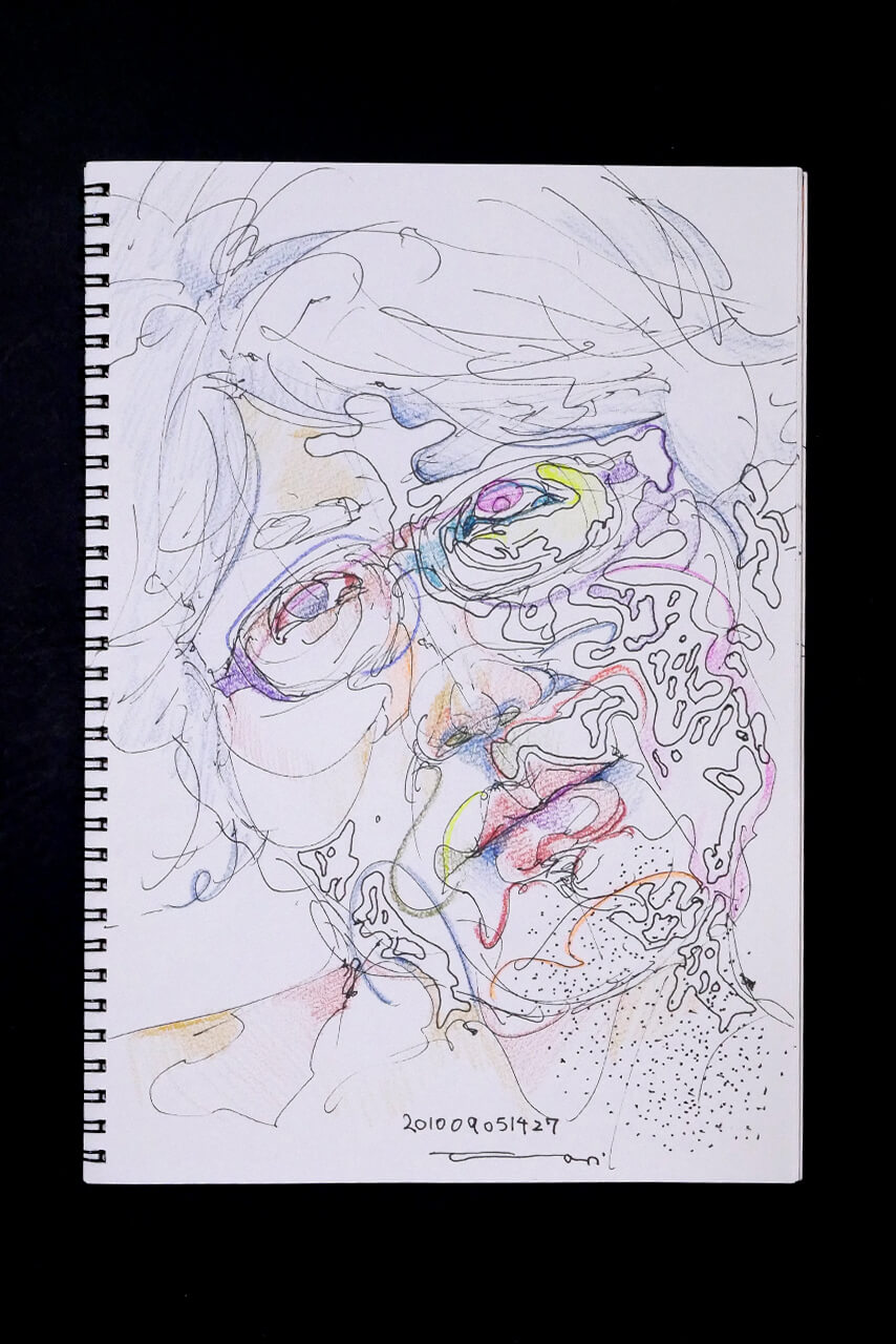 Contemporary artist SHINTAKU Tomoni's 2010/9/5 Self-portrait or pencil drawing