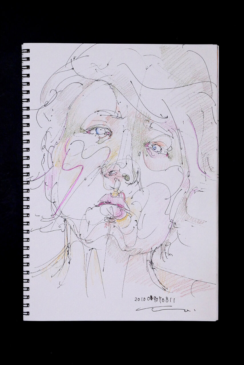 Contemporary artist SHINTAKU Tomoni's 2010/9/7 Self-portrait or pencil drawing