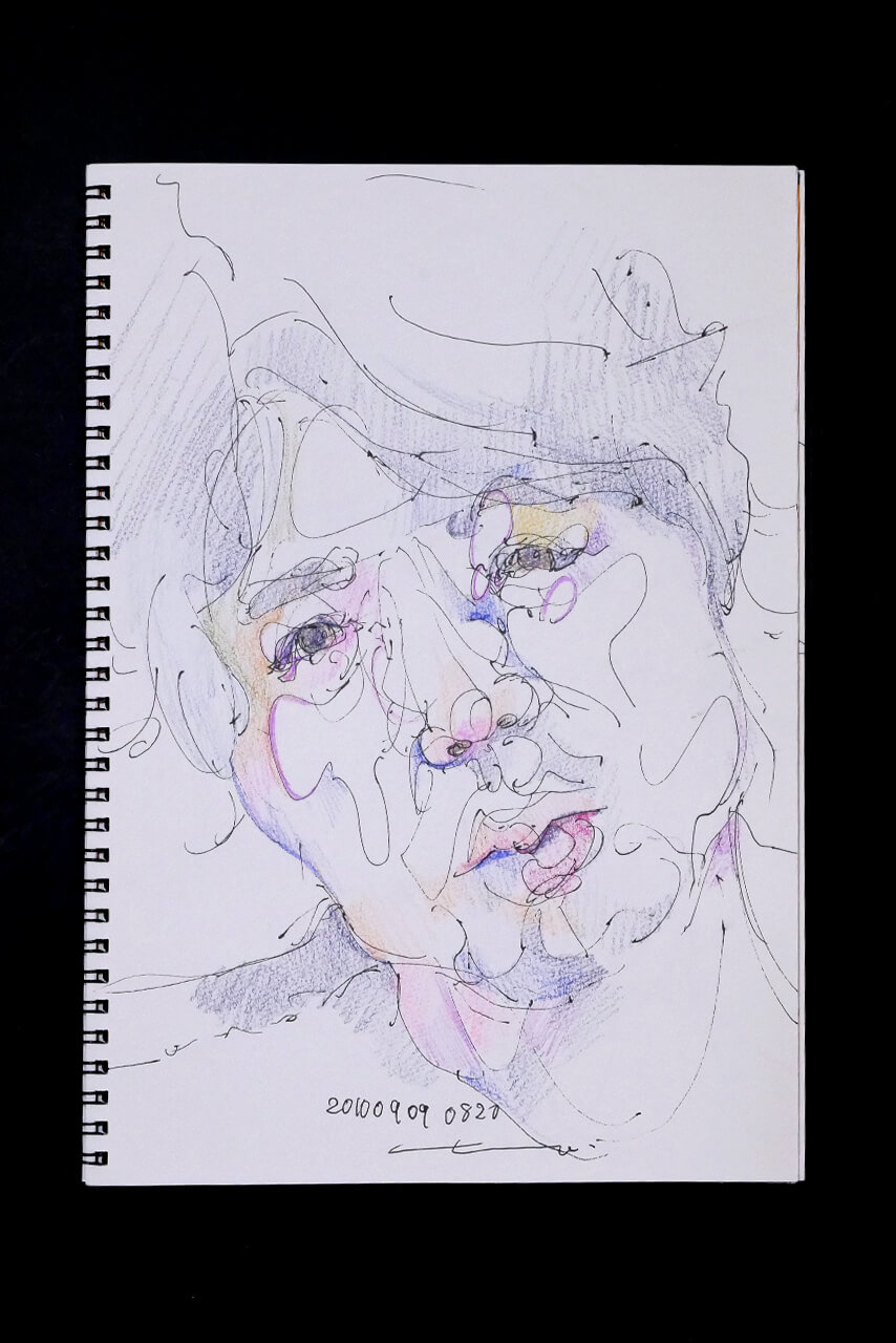 Contemporary artist SHINTAKU Tomoni's 2010/9/9 Self-portrait or pencil drawing