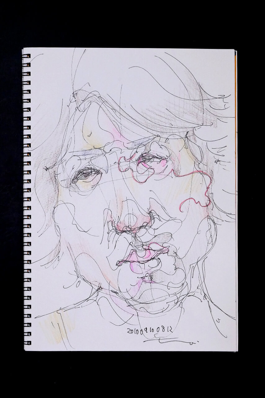 Contemporary artist SHINTAKU Tomoni's 2010/9/10 Self-portrait or pencil drawing