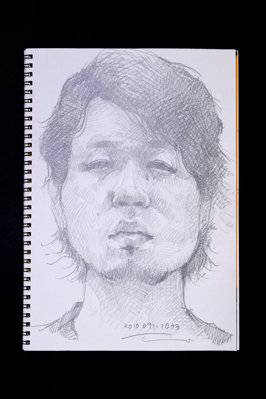 Contemporary artist SHINTAKU Tomoni's 2010/9/11 Self-portrait or pencil drawing